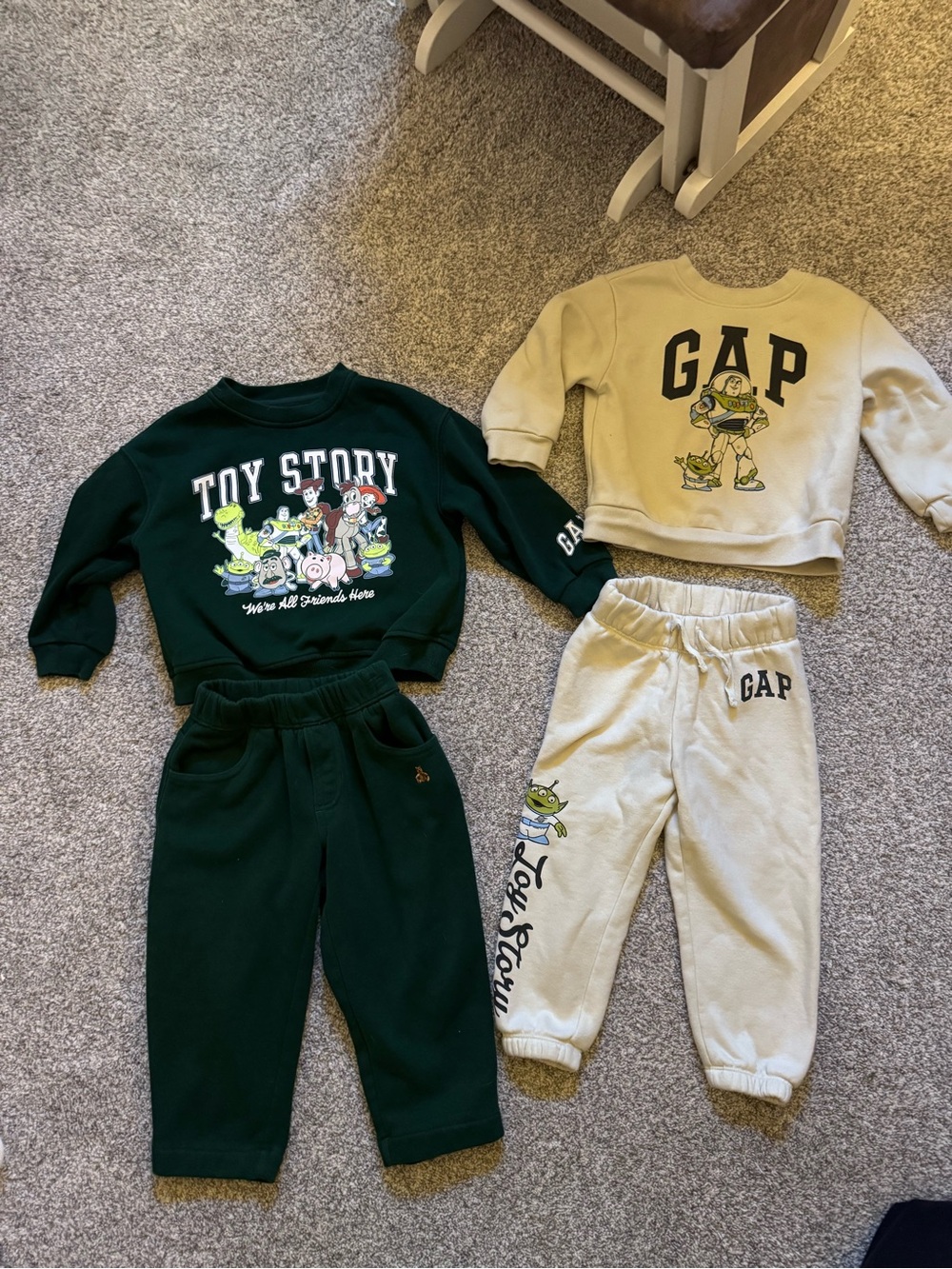 GAP Kids Toy Story Sweatshirt and Joggers Set - Dark Green & Cream